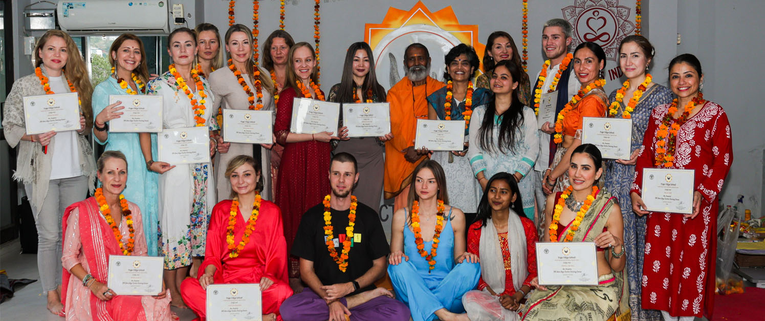 students with yoga certificates